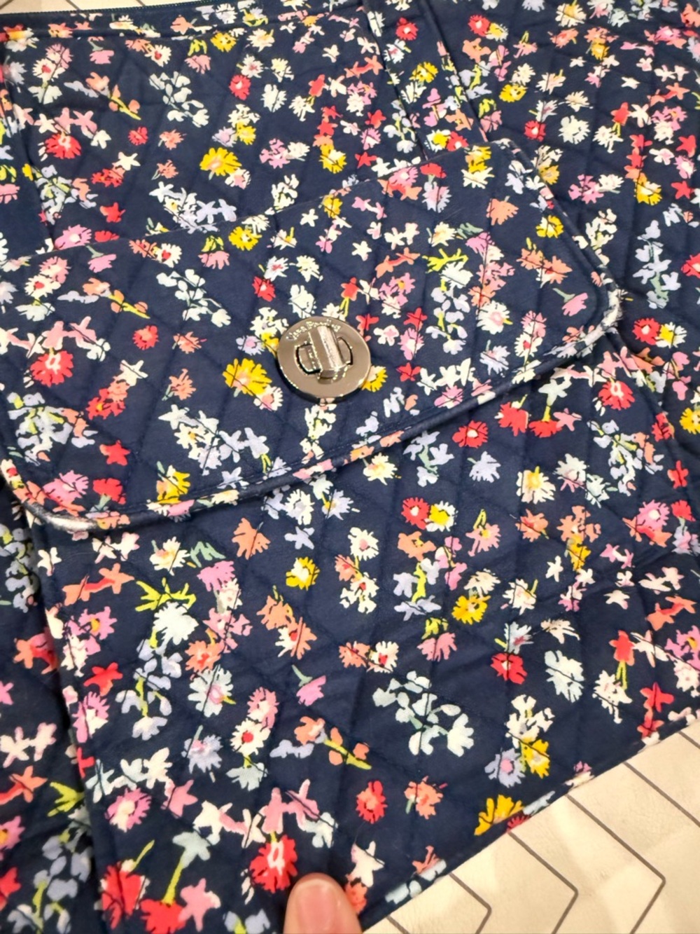 Vera Bradley Navy Floral Tote Purse - Picture 4 of 13